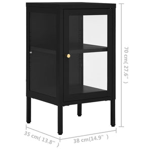 Schwarzes Sideboard Stahl/Glas 38x35x70 cm