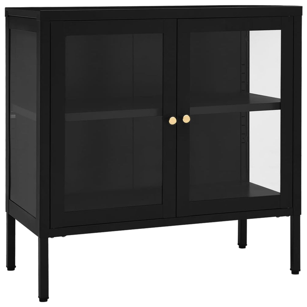 Schwarzes Sideboard 70x35x70 cm Stahl/Glas