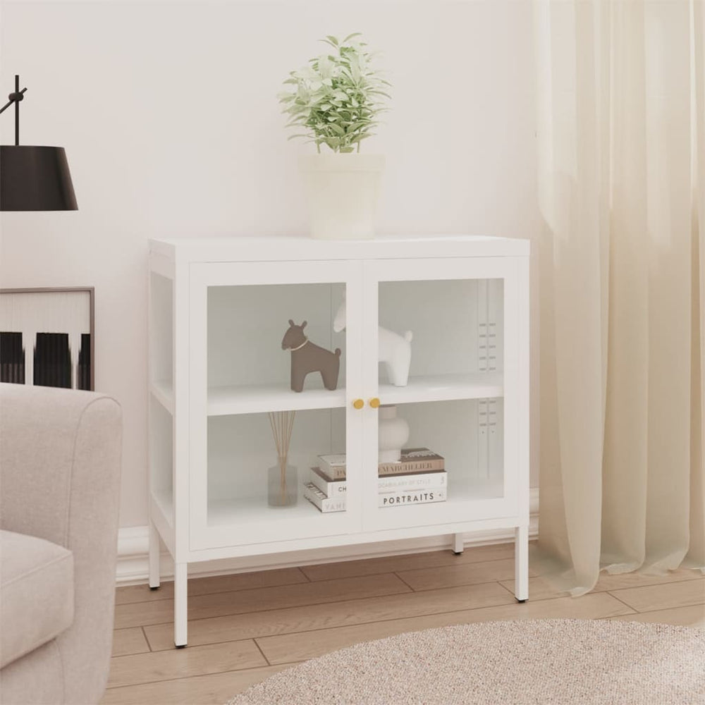 Weißes Sideboard 70 cm Stahl/Glas