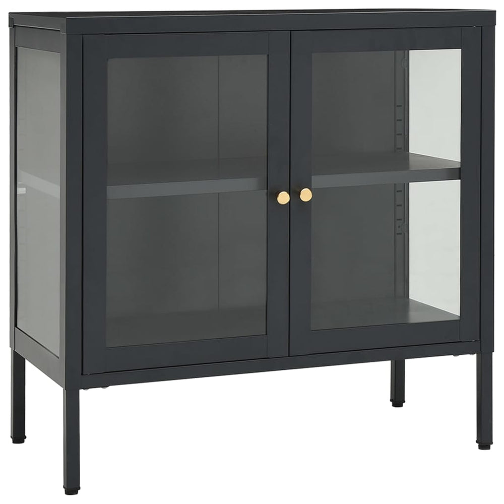 Anthrazit Sideboard 70x70 cm, Stahl/Glas