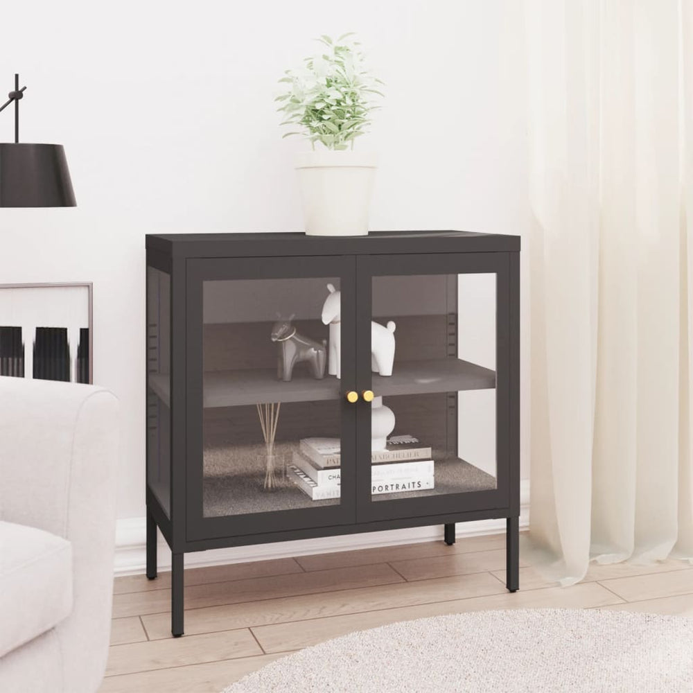 Anthrazit Sideboard 70x70 cm, Stahl/Glas