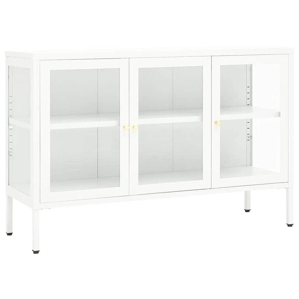Weißes Sideboard 105 cm Stahl/Glas