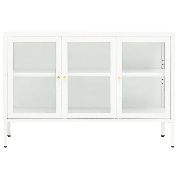 Weißes Sideboard 105 cm Stahl/Glas