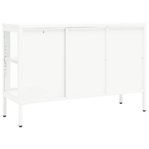 Weißes Sideboard 105 cm Stahl/Glas
