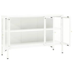 Weißes Sideboard 105 cm Stahl/Glas