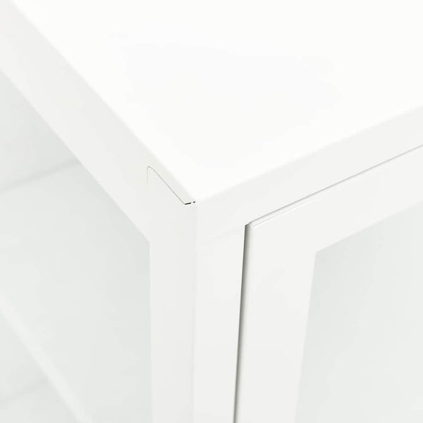 Weißes Sideboard 105 cm Stahl/Glas