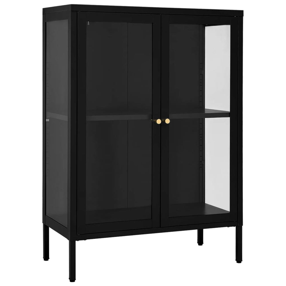Schwarzes Sideboard Stahl/Glas 75x105 cm