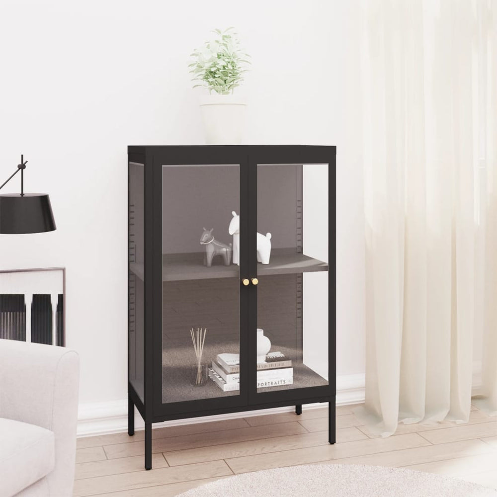 Schwarzes Sideboard Stahl/Glas 75x105 cm