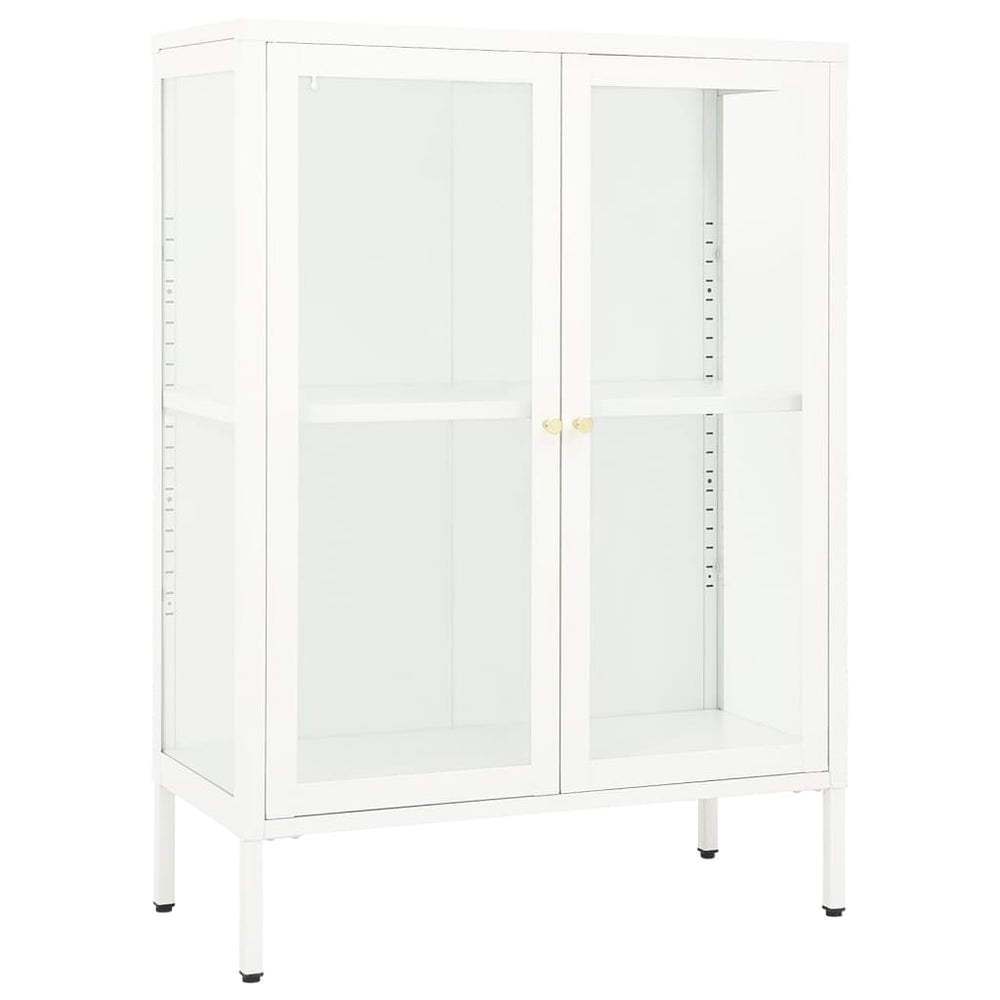 Weißes Sideboard 75x35x105 cm Stahl/Glas