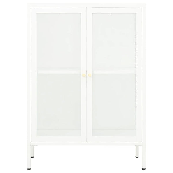 Weißes Sideboard 75x35x105 cm Stahl/Glas
