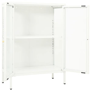 Weißes Sideboard 75x35x105 cm Stahl/Glas