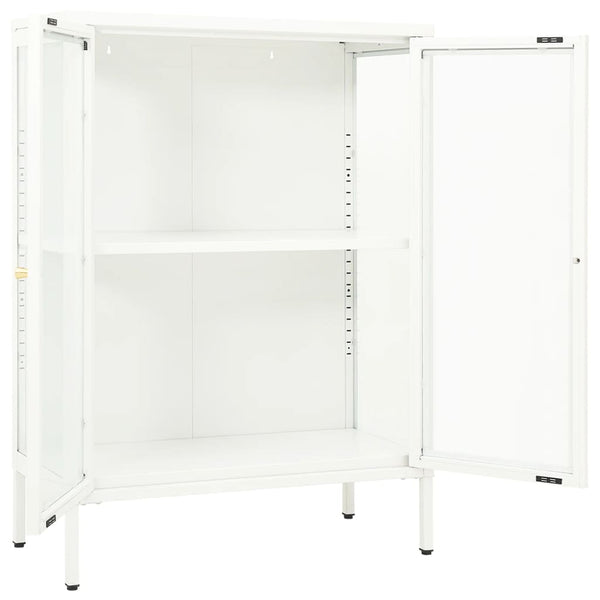 Weißes Sideboard 75x35x105 cm Stahl/Glas