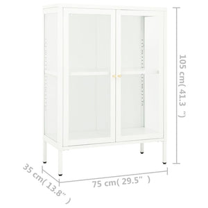 Weißes Sideboard 75x35x105 cm Stahl/Glas