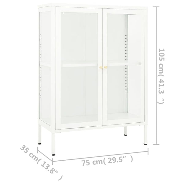 Weißes Sideboard 75x35x105 cm Stahl/Glas