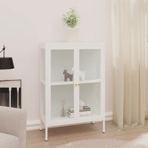 Weißes Sideboard 75x35x105 cm Stahl/Glas