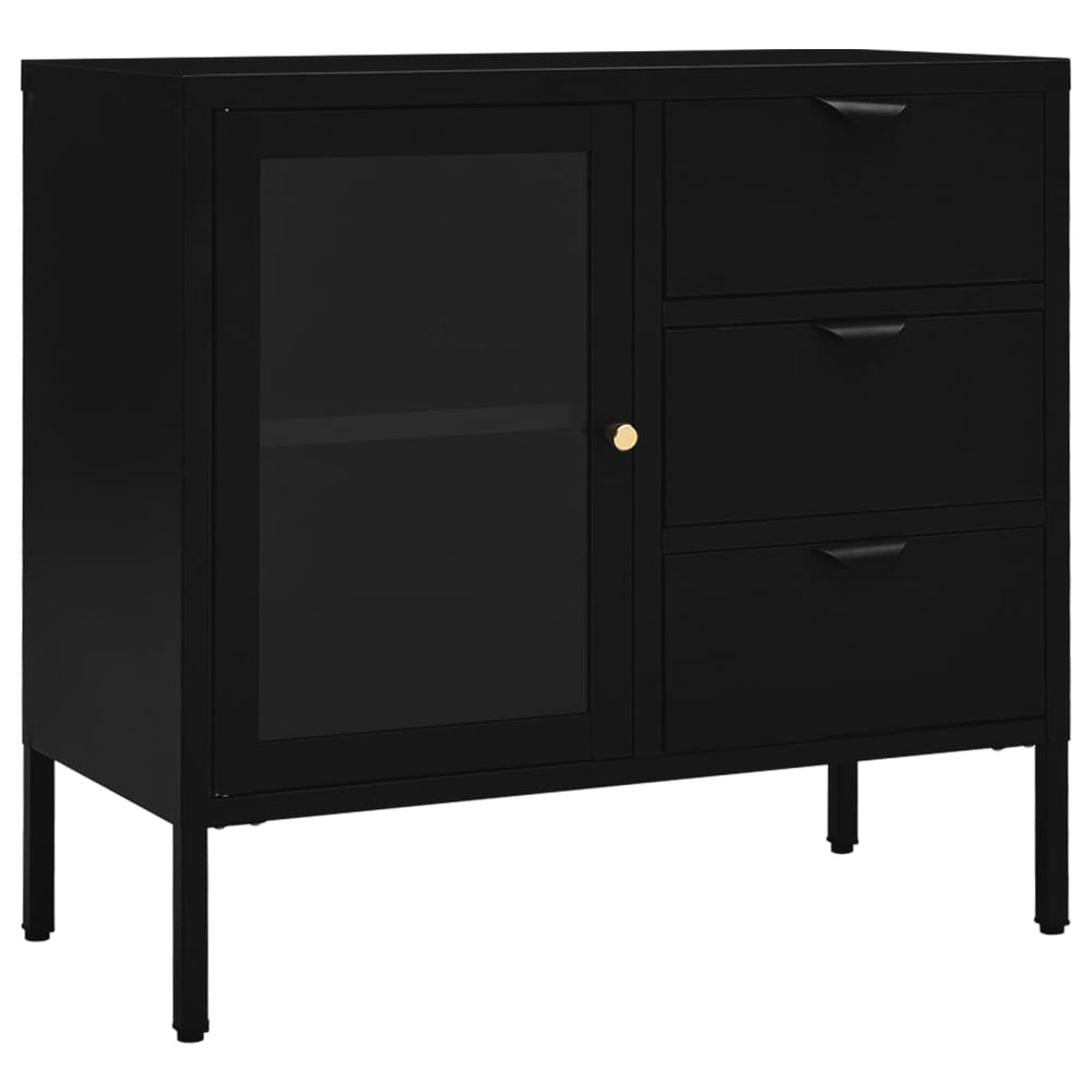 Schwarzes Sideboard 75x35x70 cm Stahl/Hartglas