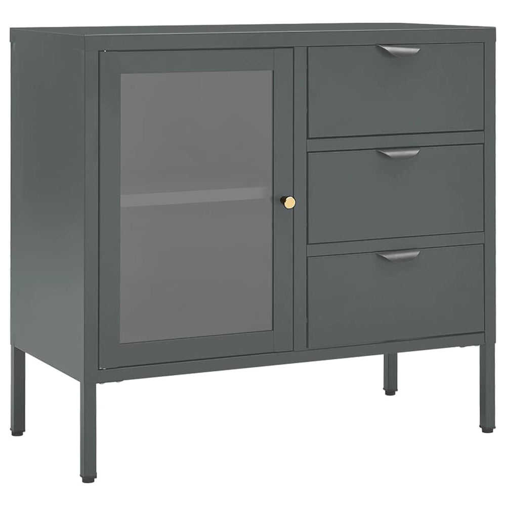 Sideboard Anthrazit 75x70 cm Stahl/Hartglas