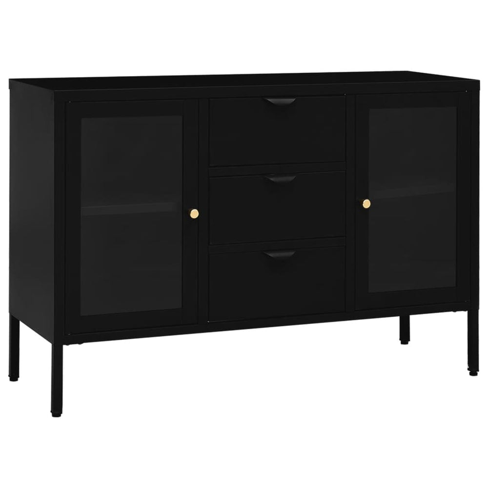 Schwarzes Sideboard Stahl/Hartglas 105 cm