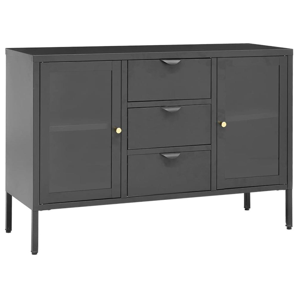 Anthrazit Sideboard 105cm Stahl/Hartglas