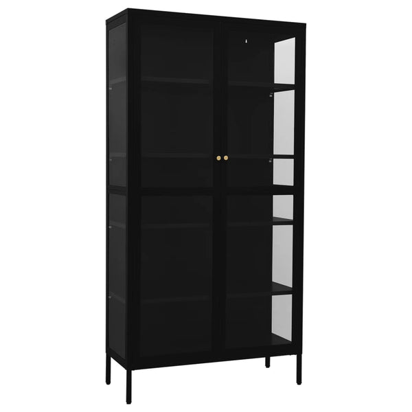 Schwarze Vitrine 90x40x180 cm