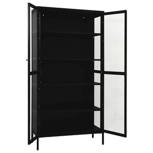 Schwarze Vitrine 90x40x180 cm