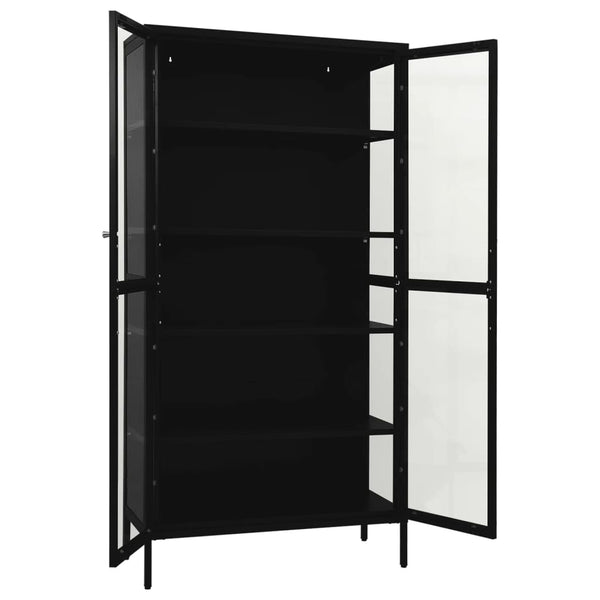 Schwarze Vitrine 90x40x180 cm