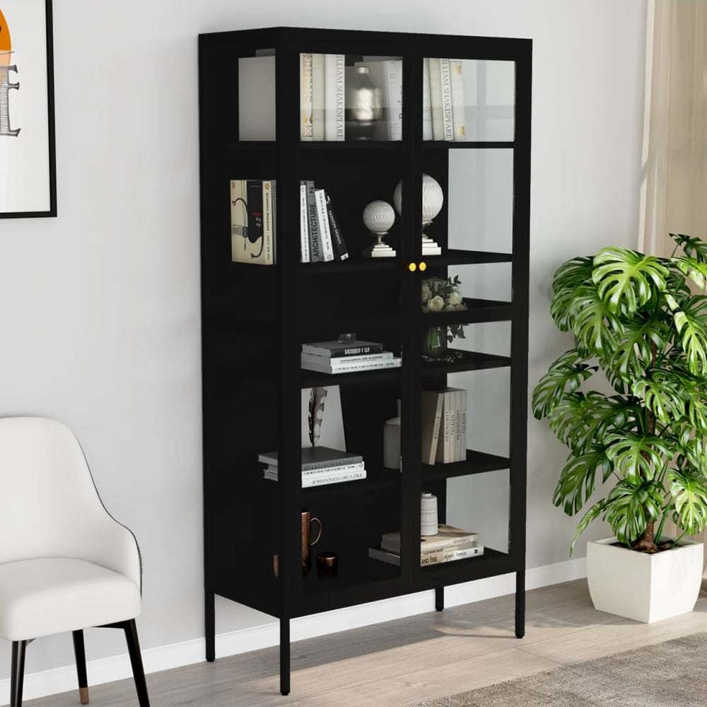 Schwarze Vitrine 90x40x180 cm