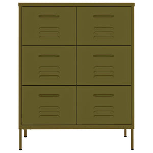 vidaXL Drawer Cabinet Olive Green 80x35x101.5 cm Steel