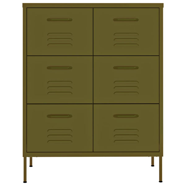 vidaXL Drawer Cabinet Olive Green 80x35x101.5 cm Steel