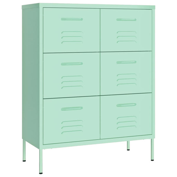 vidaXL Drawer Cabinet Mint Green 80x35x101.5 cm Steel