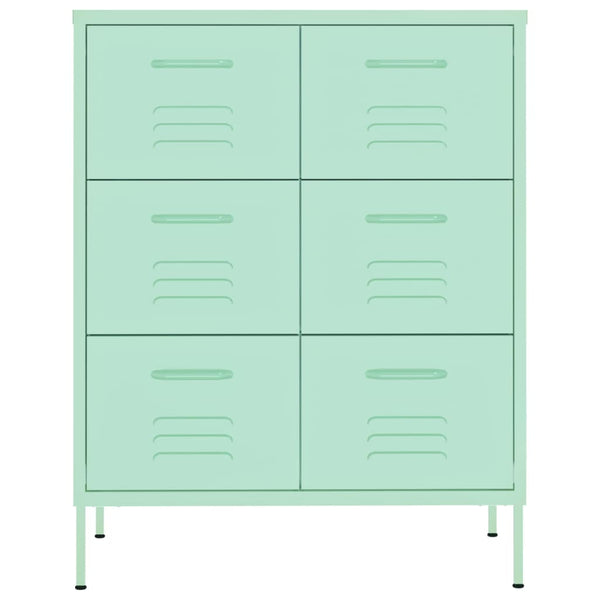 vidaXL Drawer Cabinet Mint Green 80x35x101.5 cm Steel