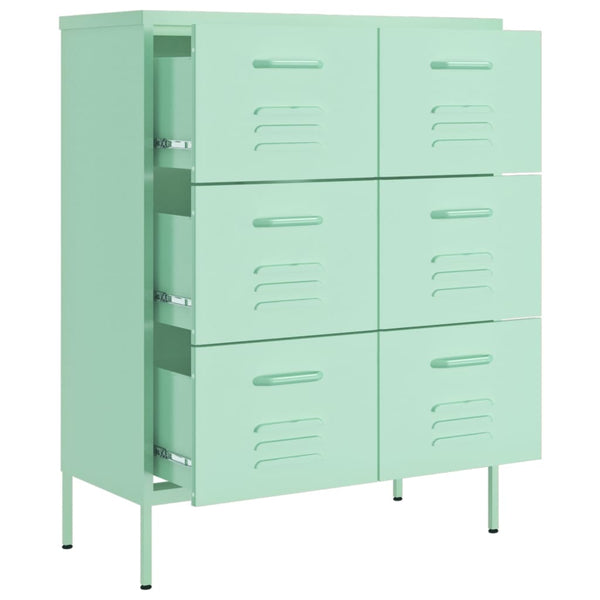 vidaXL Drawer Cabinet Mint Green 80x35x101.5 cm Steel