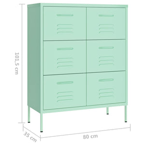 vidaXL Drawer Cabinet Mint Green 80x35x101.5 cm Steel