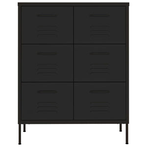 vidaXL Drawer Cabinet Black 80x35x101.5 cm Steel