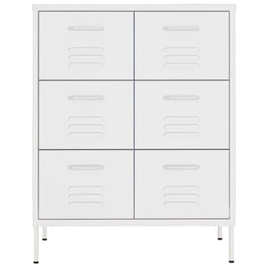 vidaXL Drawer Cabinet White 80x35x101.5 cm Steel