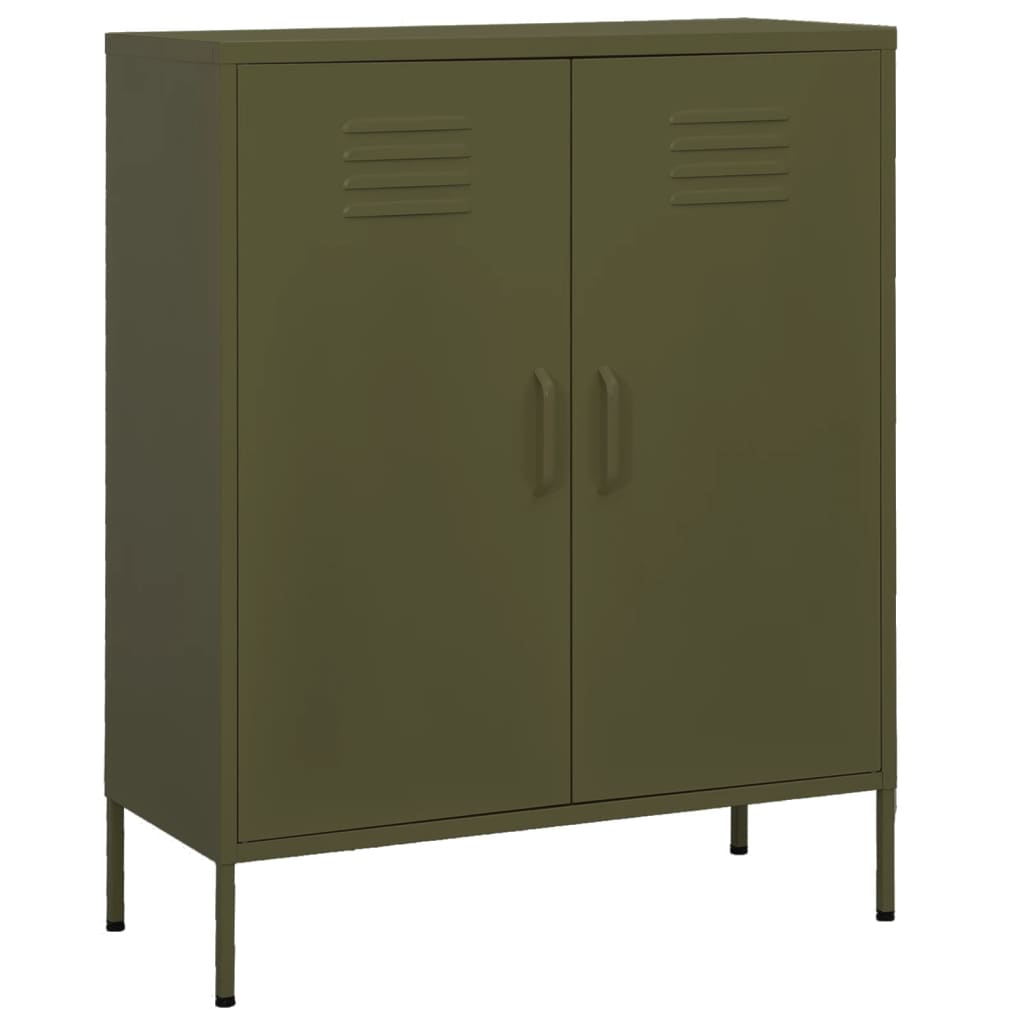 vidaXL Side Cabinet Olive Green 80x35x101.5 cm Steel