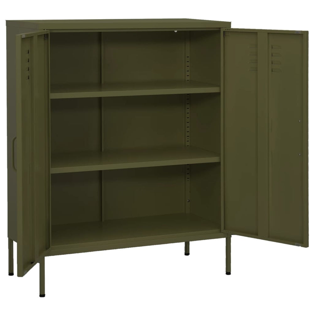 vidaXL Side Cabinet Olive Green 80x35x101.5 cm Steel