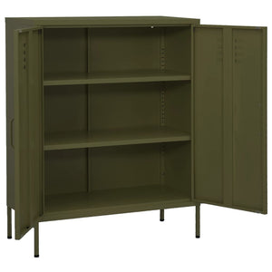 vidaXL Side Cabinet Olive Green 80x35x101.5 cm Steel