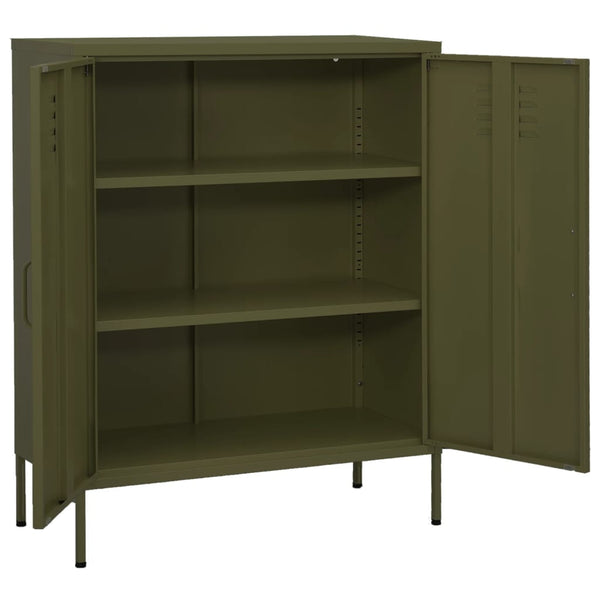 vidaXL Side Cabinet Olive Green 80x35x101.5 cm Steel
