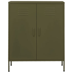 vidaXL Side Cabinet Olive Green 80x35x101.5 cm Steel