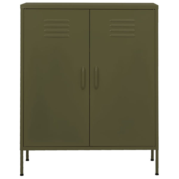 vidaXL Side Cabinet Olive Green 80x35x101.5 cm Steel