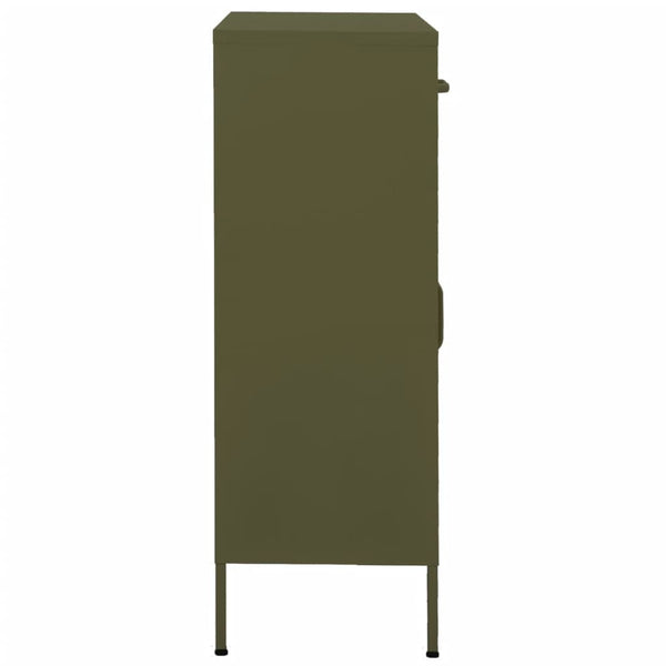 vidaXL Side Cabinet Olive Green 80x35x101.5 cm Steel