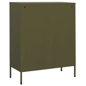 vidaXL Side Cabinet Olive Green 80x35x101.5 cm Steel