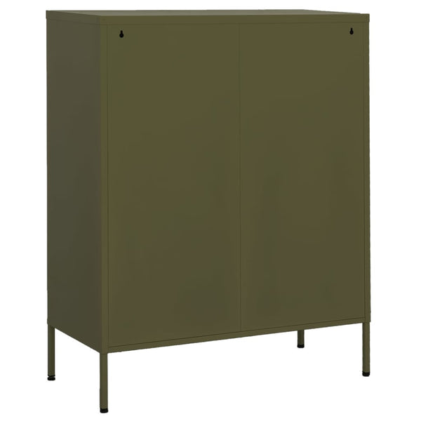 vidaXL Side Cabinet Olive Green 80x35x101.5 cm Steel