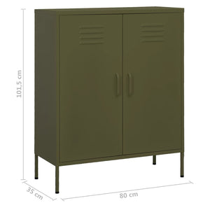 vidaXL Side Cabinet Olive Green 80x35x101.5 cm Steel