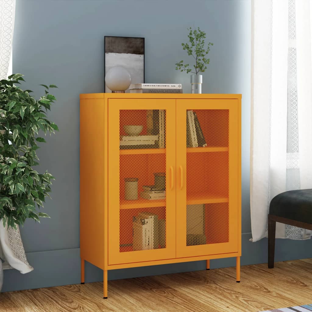 vidaXL Storage Cabinet Mustard Yellow 80 x 35 x 101.5 cm Steel