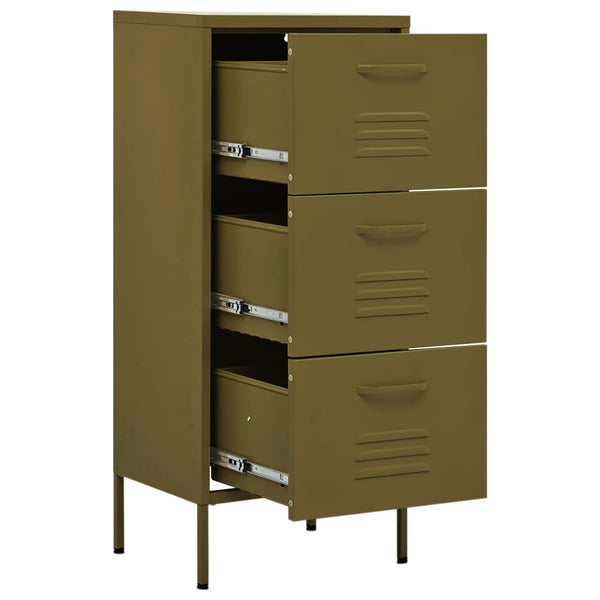 vidaXL Side Cabinet Olive Green 42.5x35x101.5 cm Steel
