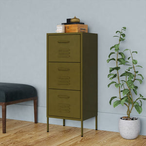 vidaXL Side Cabinet Olive Green 42.5x35x101.5 cm Steel