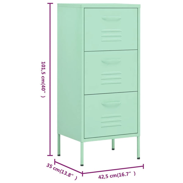 vidaXL Storage Cabinet Mint Green 42.5x35x101.5 cm Steel