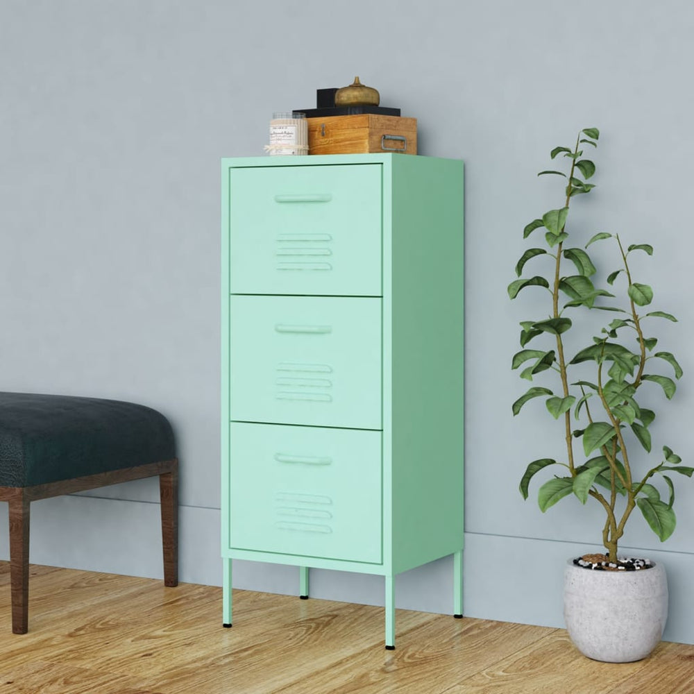 vidaXL Storage Cabinet Mint Green 42.5x35x101.5 cm Steel